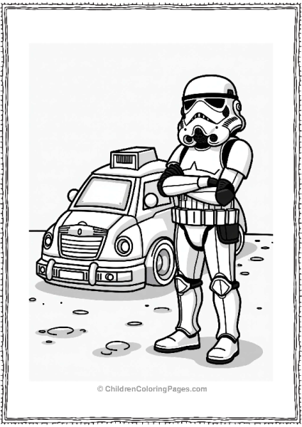 Proud Stormtrooper Beside New Space Vehicle Free PDF Printable