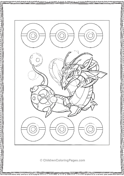 Rayquaza Pokémon Posing Pokeballs Free PDF Printable