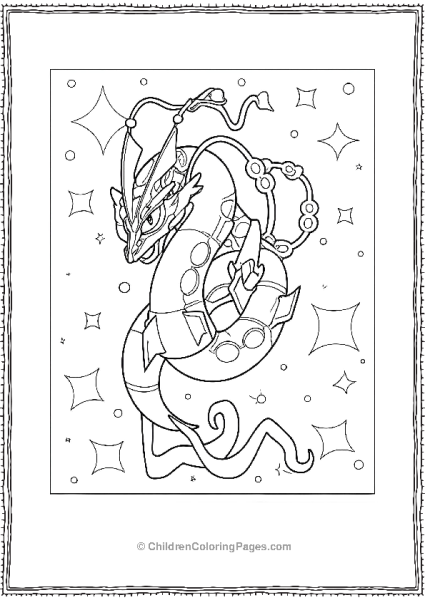 Rayquaza With Stars Free PDF Printable