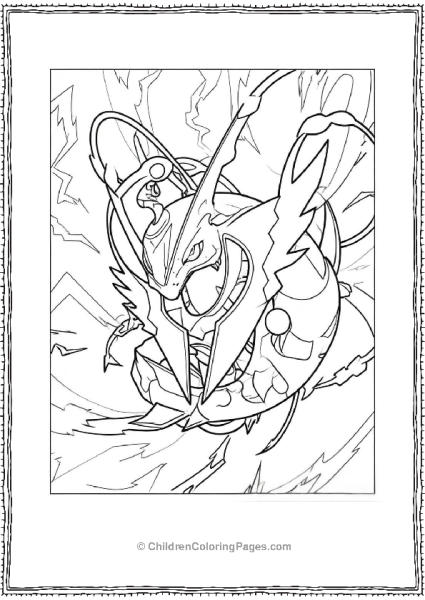 Rayquaza With Thunder Free PDF Printable