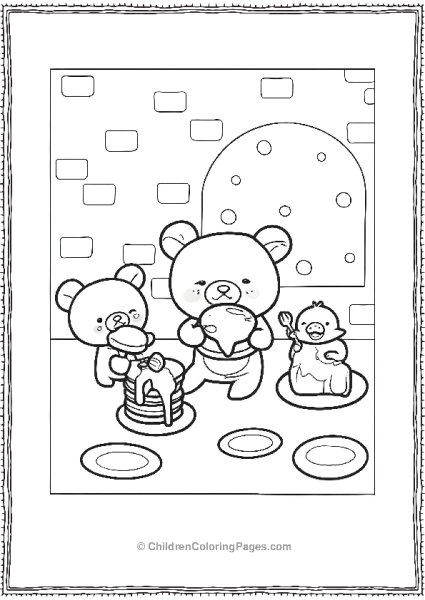 Rilakkuma Having Pancakes Free PDF Printable