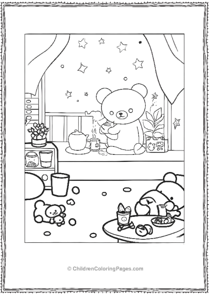 Rilakkuma Having Tea Free PDF Printable