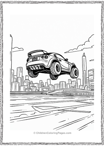 Rocket League Car Tricks Over City Skyline Free PDF Printable