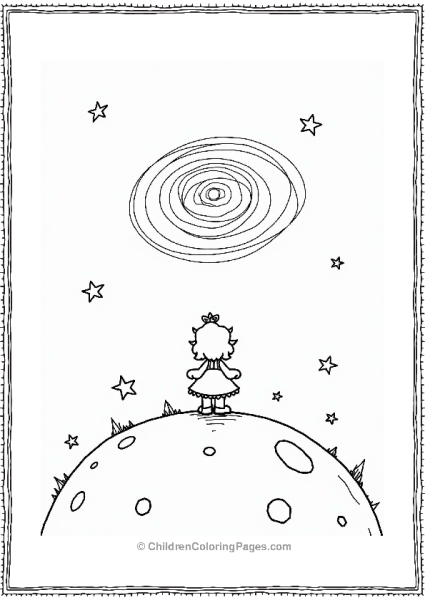 Rosalina Gazing At A Swirling Galaxy Free PDF Printable