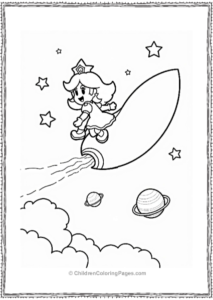 Rosalina Riding A Comet In The Night Sky Free PDF Printable