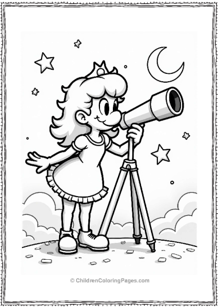 Rosalina With A Telescope Under Stars Free PDF Printable
