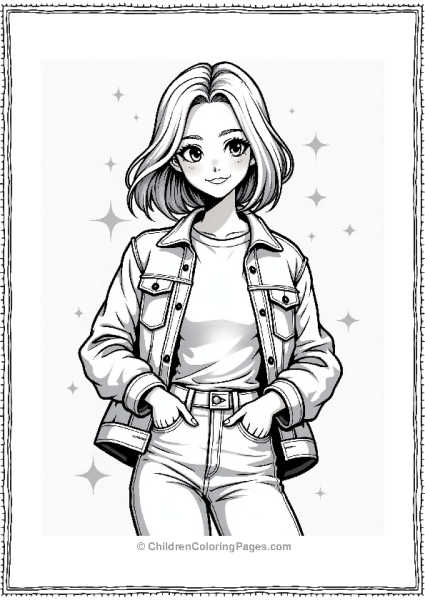 Sassy Manga Girl In Denim Jacket Free PDF Printable