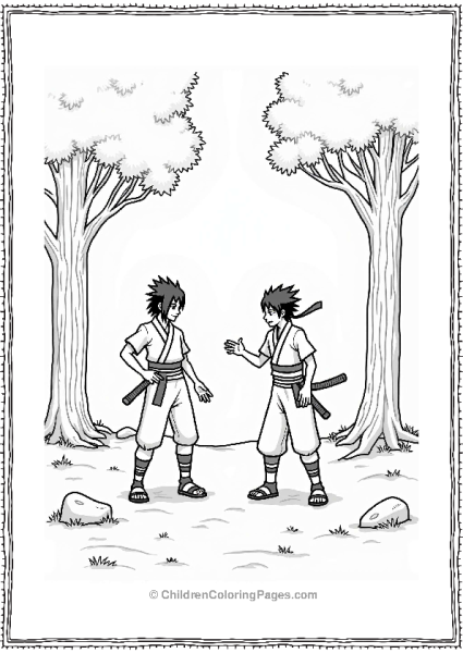 Sasuke And Itachi Training In The Forest Free PDF Printable