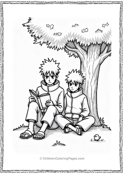 Sasuke And Kakashi Reading Under A Tree Free PDF Printable