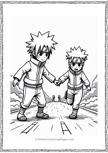 Sasuke And Naruto Competing In A Race Free PDF Printable