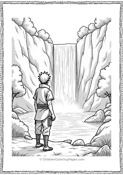 Sasuke At The Waterfall Free PDF Printable
