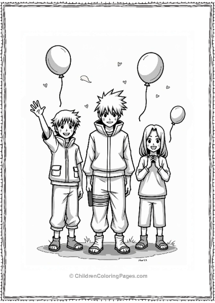 Sasuke Celebrates With Team 7 Free PDF Printable