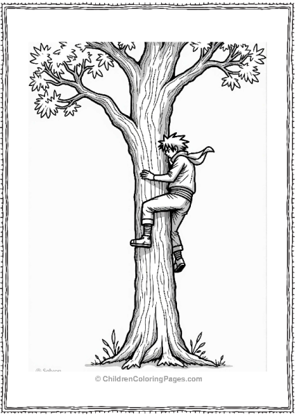 Sasuke Climbing A Tree Free PDF Printable
