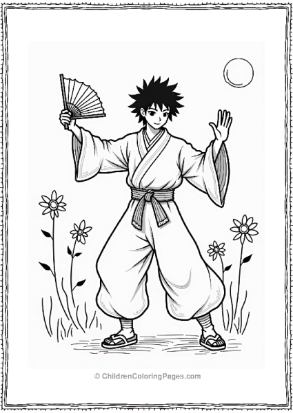 Sasuke Dancing With A Fan Free PDF Printable
