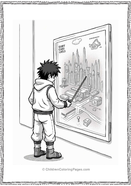 Sasuke Examining A Holographic Map Free PDF Printable