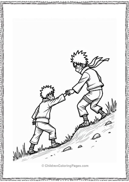 Sasuke Helping Naruto Climb Free PDF Printable