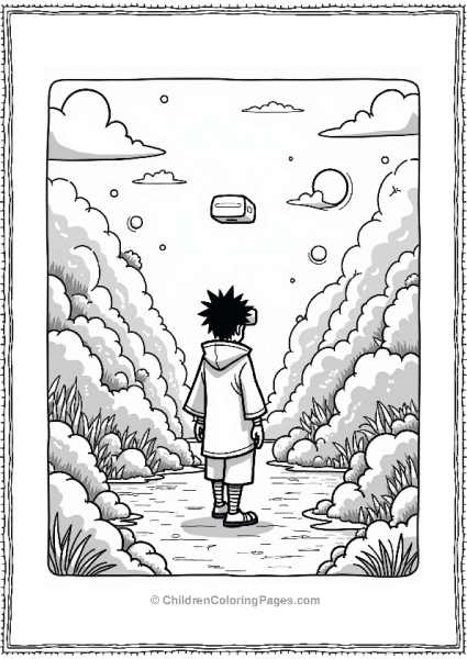 Sasuke In A Virtual Reality Landscape Free PDF Printable