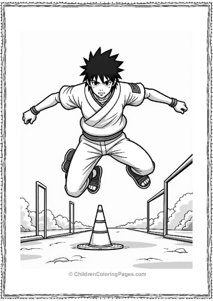 Sasuke Jumping Over Obstacles Free PDF Printable