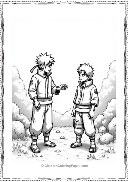 Sasuke Learning From Minato In Training Ground Free PDF Printable