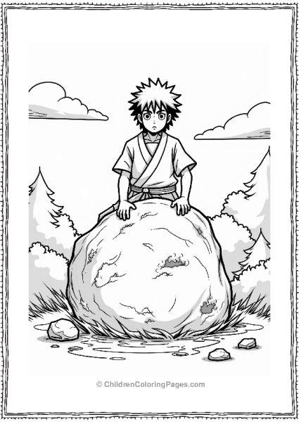 Sasuke Lifting A Boulder To Save A Friend Free PDF Printable