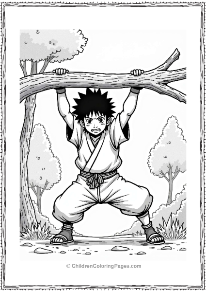 Sasuke Lifting A Fallen Branch Free PDF Printable