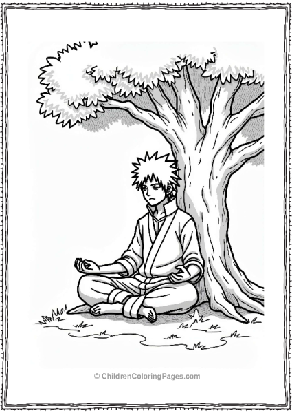 Sasuke Meditating Under A Tree Free PDF Printable