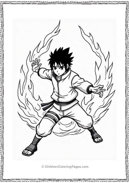 Sasuke Performing Fire Jutsu Free PDF Printable