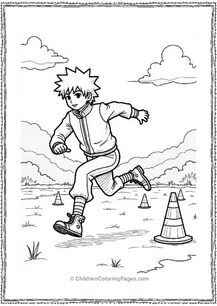 Sasuke Practicing Agility In Training Field Free PDF Printable