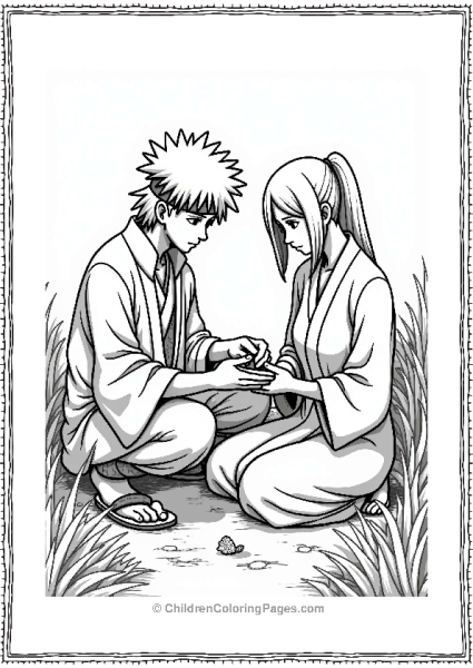 Sasuke Practicing Healing With Tsunade Free PDF Printable