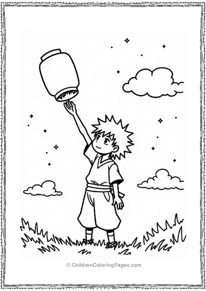Sasuke Releasing A Lantern In The Sky Free PDF Printable