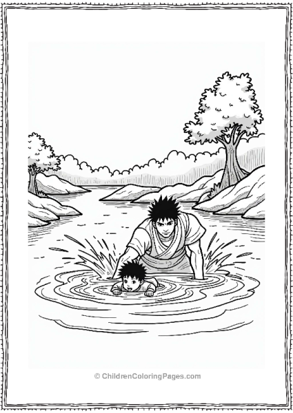 Sasuke Rescues A Child From The River Free PDF Printable