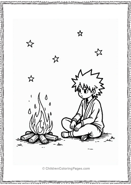 Sasuke Sitting By A Campfire Free PDF Printable