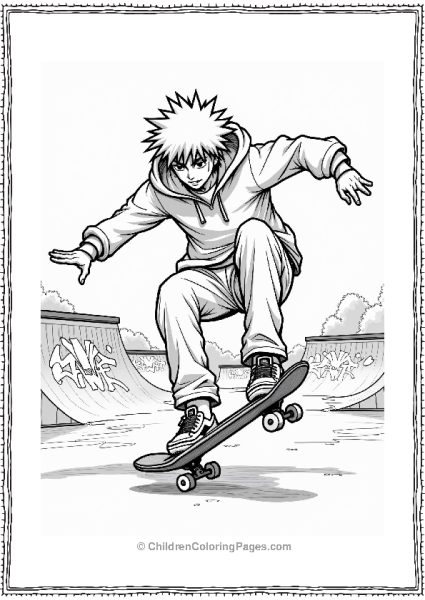 Sasuke Skateboarding At The Park Free PDF Printable