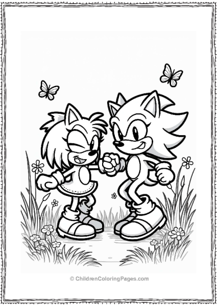 Shadow Sonic And Amy Dancing In A Meadow Free PDF Printable