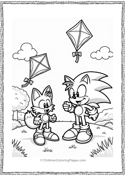 Shadow Sonic And Tails Flying Kites In The Park Free PDF Printable