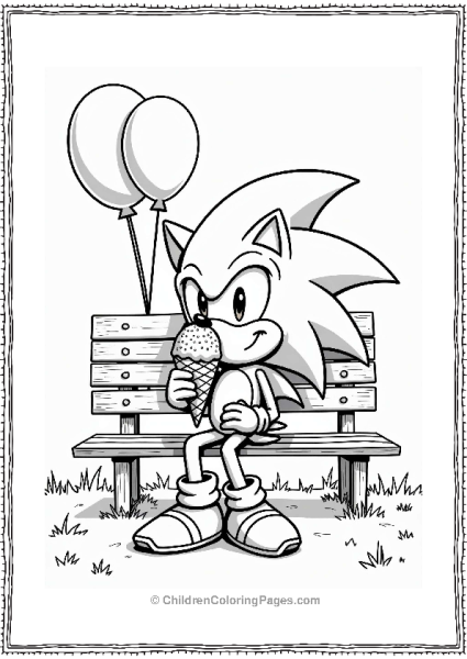 Shadow Sonic Enjoying Ice Cream In The Park Free PDF Printable