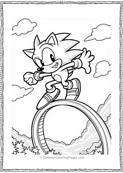 Shadow Sonic Jumping Over A Loop Free PDF Printable