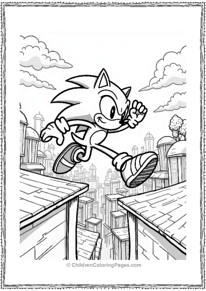Shadow Sonic Jumping Over Rooftops In A Futuristic City Free PDF Printable