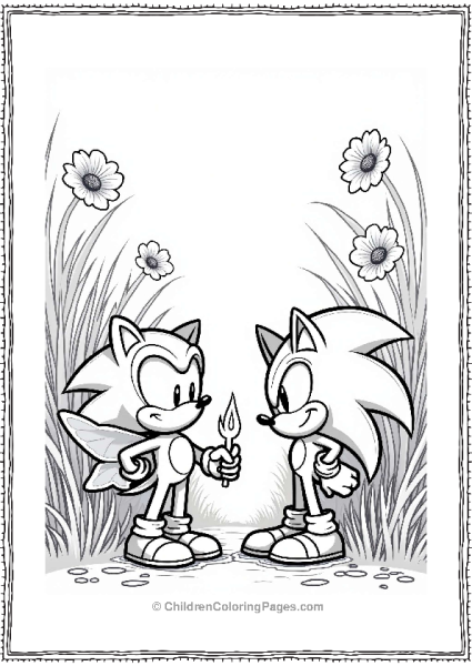 Shadow Sonic Meets A Friendly Fairy In A Magical Glade Free PDF Printable