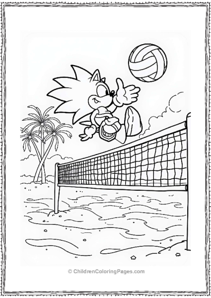 Shadow Sonic Playing Beach Volleyball Free PDF Printable