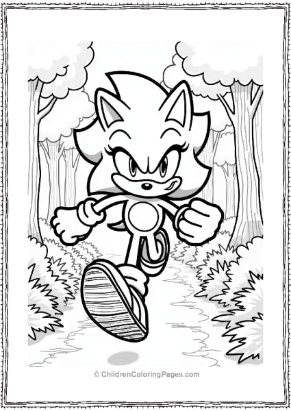 Shadow Sonic Running Through A Forest Free PDF Printable