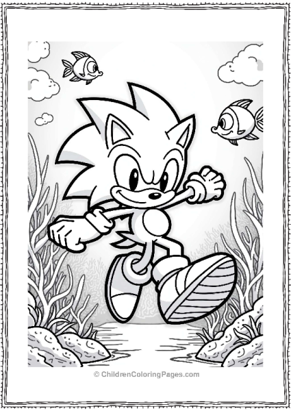 Shadow Sonic Swimming In An Underwater Scene Free PDF Printable