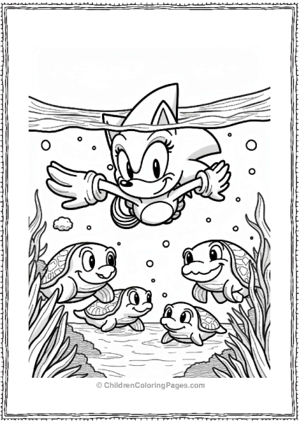 Shadow Sonic Swimming With Sea Turtles Free PDF Printable