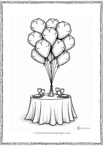 Shimmering Diamond Balloons Above A Party Table Free PDF Printable