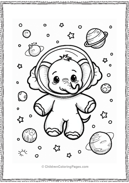Space Elephant Among Stars Pattern Free PDF Printable