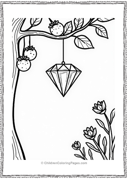 Sparkling Diamond Among Fruits And Flowers Free PDF Printable