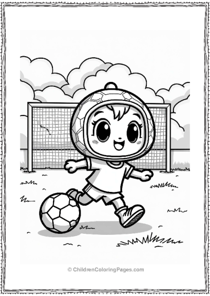 Sporty Tamagotchi Playing Soccer Free PDF Printable