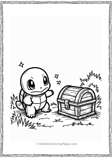 Squirtle Discovering A Treasure Chest Free PDF Printable