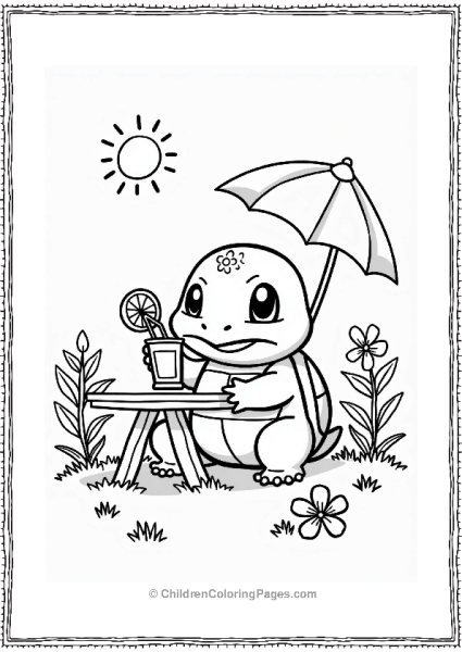 Squirtle Enjoying Lemonade At A Picnic Free PDF Printable