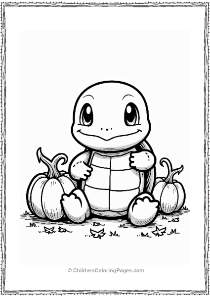 Squirtle In An Autumn Pumpkin Patch Free PDF Printable